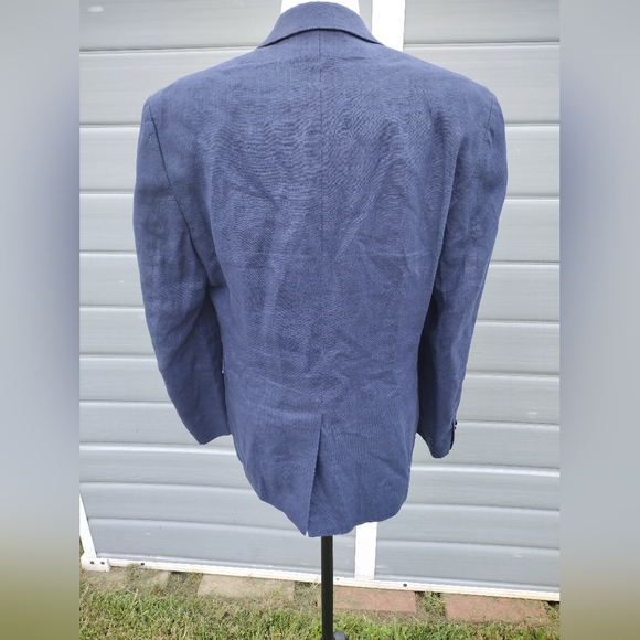Lauren Ralph Lauren 100% Linen 2-Two Button Summer Suit Jacket Coat Navy Men 36S - Picture 3 of 10